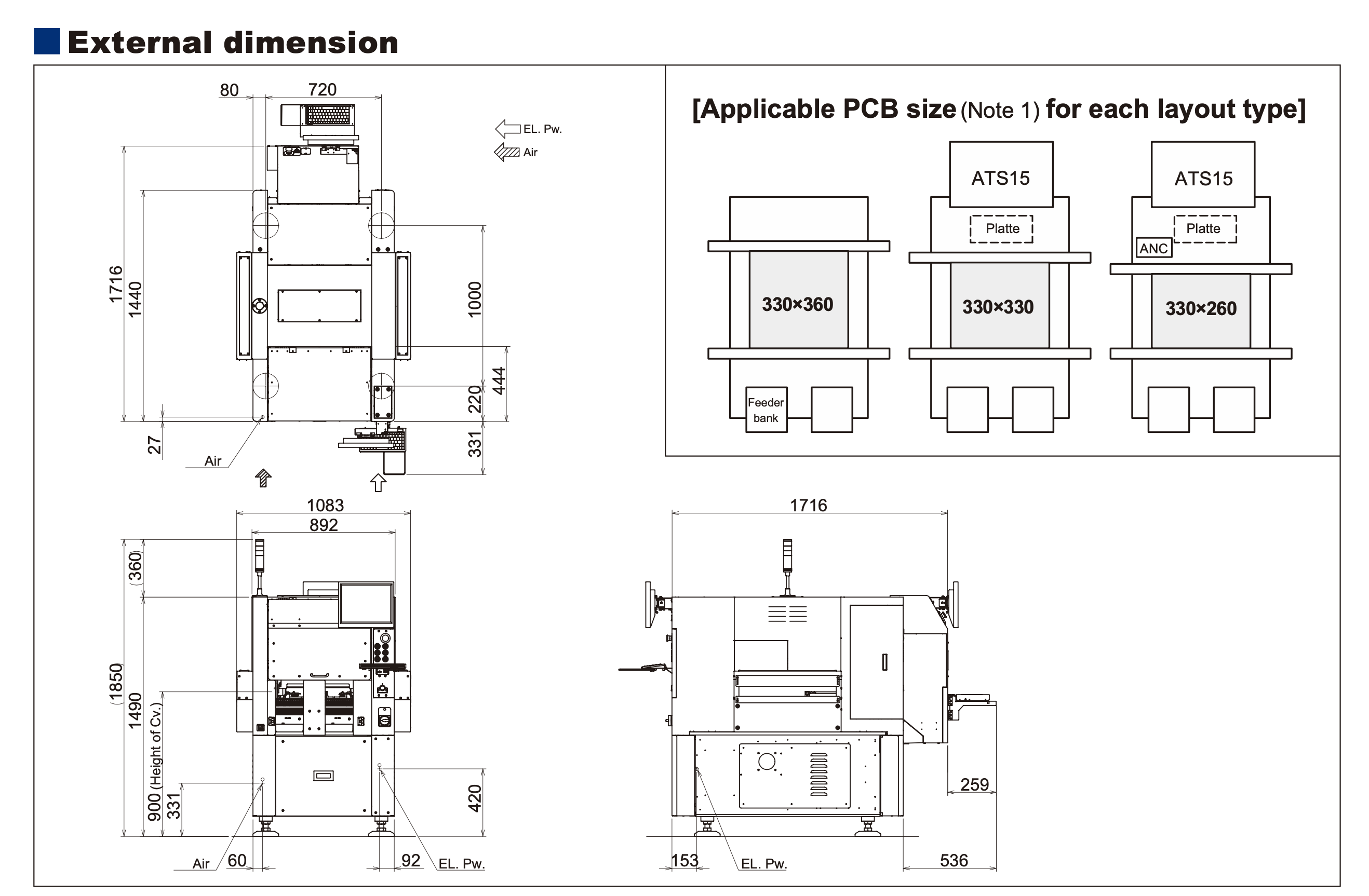 YC8 External dimension